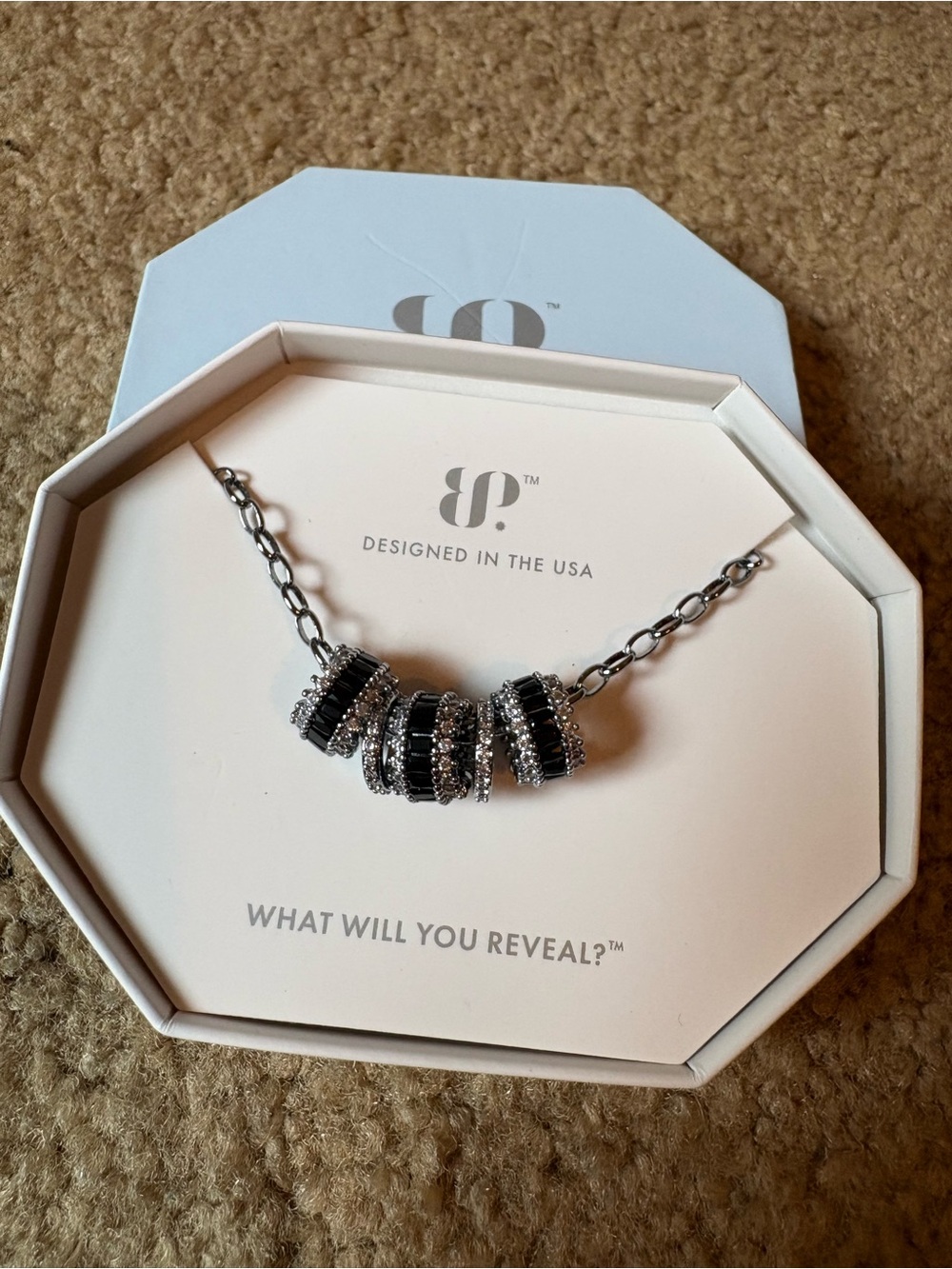 OG Necklace with Black and Clear Crystal Barrel Beads